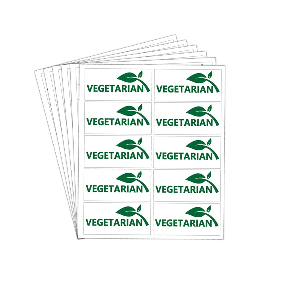 Vegetarian Stickers,Vegan Food Labels for Restaurant,Grocery Store,Bakery,2x1 Inch Sandwich Salad Labels,500 Pcs Per Pack