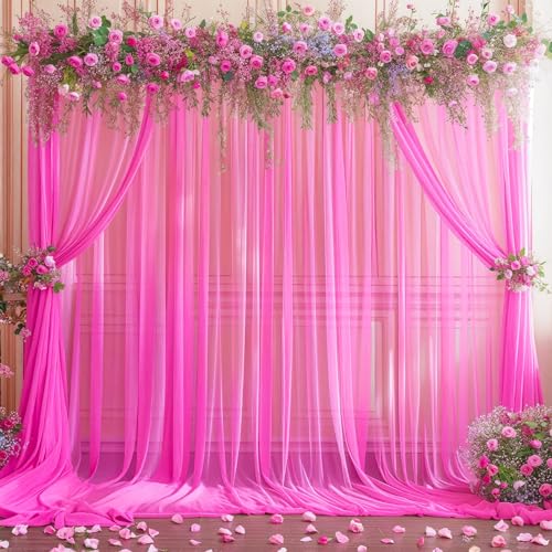 Cortina Fondos Tulle Rosa Fucsia 20ft x 10ft 4 Paneles miniatura 1