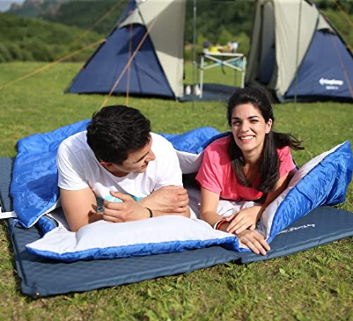 Kingcamp Double King Size Sleeping Bag + Self-Inflating Camping Sleeping Pad For 2 Adults Foldable Foam Sleeping Mattress #TOP5