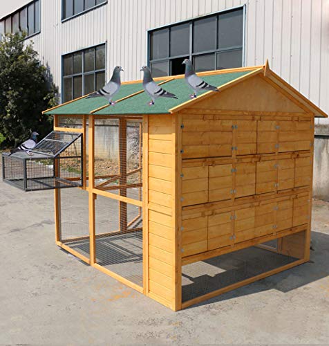 MYES Pigeon Shed, Large Wooden Loft Solid Dove House, Outdoor Pigeon Cage for Household Breeding (9-Nest Box W/Jumping Cage) MYES Pigeon Shed, Large Wooden Loft Solid Dove House, Outdoor Pigeon Cage for Household Breeding (9-Nest Box W/Jumping Cage)