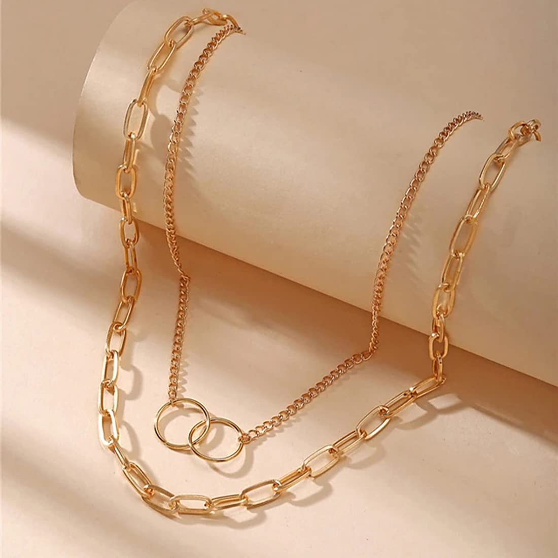 Gold Layered Necklace Set - 2 Pieces