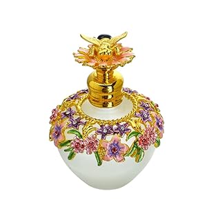 YU FENG Vintage-Glasblumen-Parfümflasche mit Bienen-Anhänger 40 ml