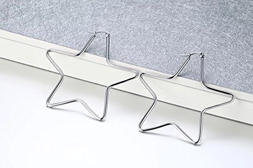 DIB Stainless Steel Star Hoop Earrings Large Shaped High Polished Dangle Earrings for Women Silver 62mm4