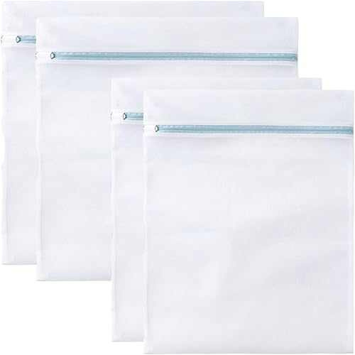 4 bolsas grandes de malla para ropa interior delicada con cremallera, 2 piezas de 24 x 24 pulgadas, 2 piezas de 20 x 24 pulgadas