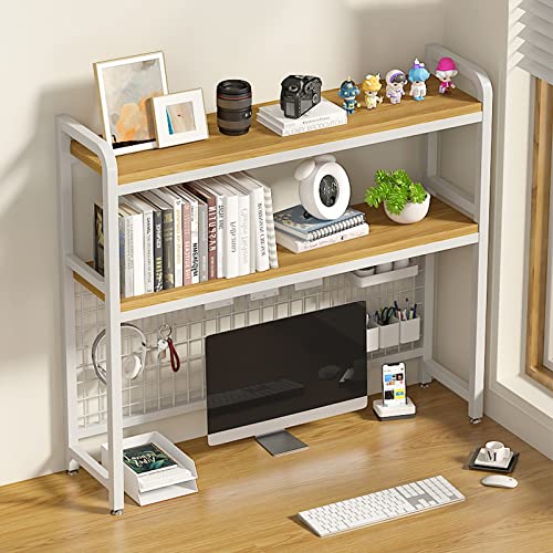 FPIGSHS 2 Niveaux Bibliothèque de Bureau, Étagère Livres, Étagère À Poser sur Bureau, Présentoir Multifonctionnel pour Bureau, Décoration D'intérieur, Cuisine (Size : 115cm)