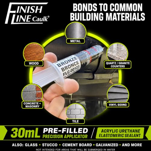 Image of Finish Line Caulk 30mL Pre-Filled Precision Caulk Applicator Bronze 5-Pack | Clean, Controlled Application with Less Mess and Rework