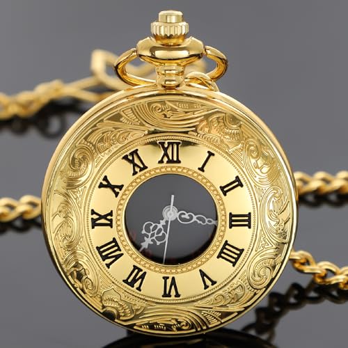 Image of Tiong Roman Numerals Scale Quartz Pocket Watches with Chain Christmas Graduation Birthday Gifts Fathers Day
