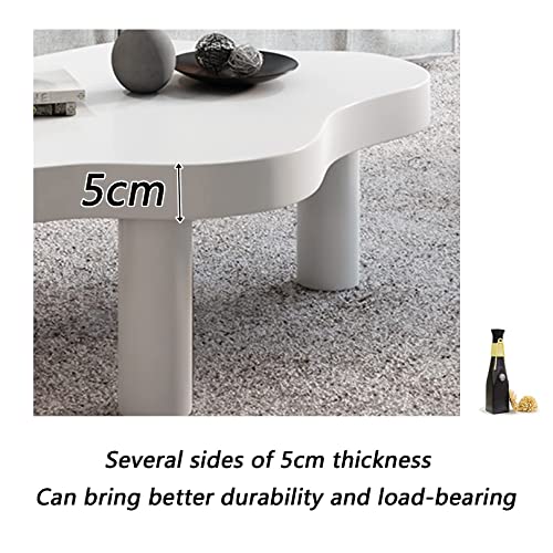 Table basse ronde blanche bois massif table d'appoint canapé salon moderne - 8