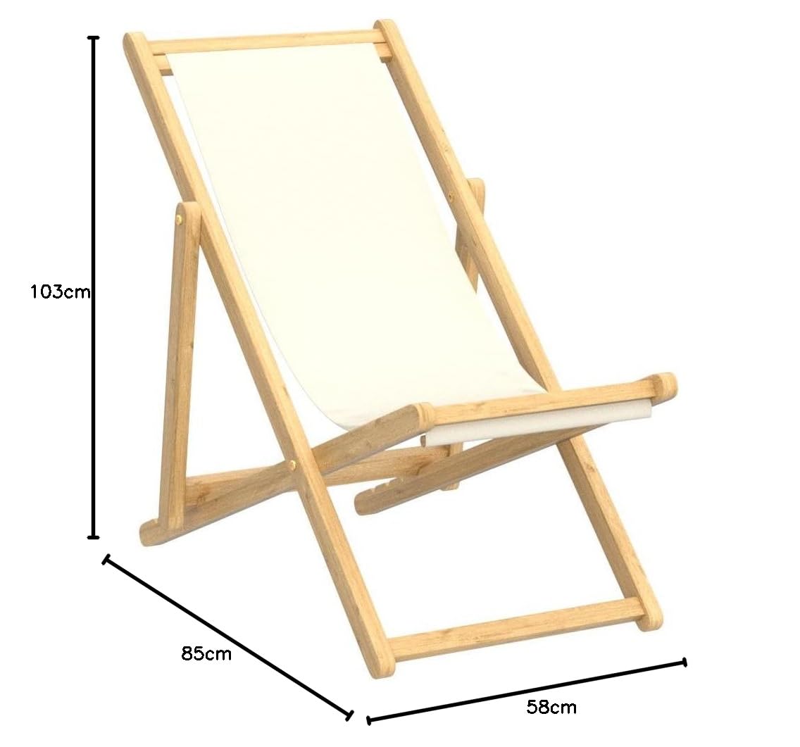 IDMarket - Lot de 2 chaises Longues Pliantes chilienne Bois Toile écrue