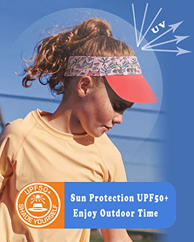 Girls Stretchy Sports Visor Foldable Athletic Sun Hat, Priting Headband with Visor Kids Summer Cooling Cap for Tennis, Golf2