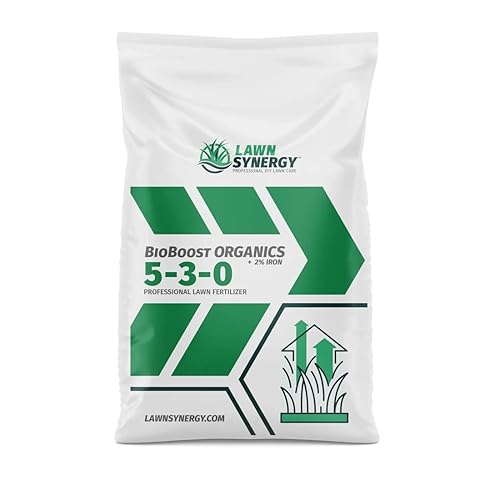 5-3-0 BioBoost con fertilizante orgánico de hierro al 2% - 15 libras. Cubre hasta 3,000 pies cuadrados.