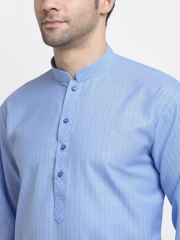Image of KRAFT INDIA Men Cotton Striped Kurta Pyjama Set