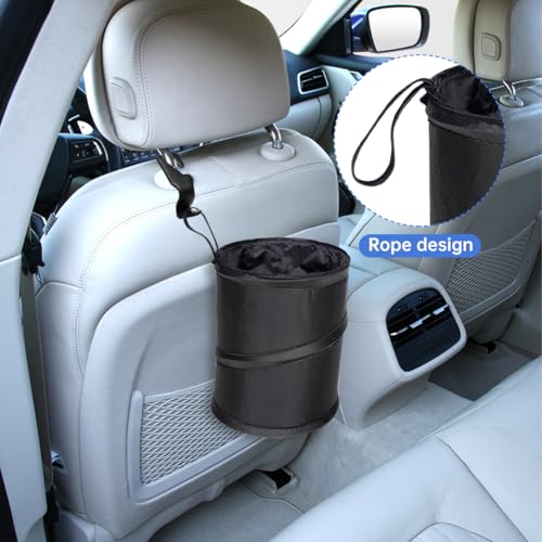 Image of PUXING 2pcs Car Trash Can Car Trash Bin Collapsible Pop-up Car Trash Can Car Trash Bag Portable Garbage Bin with Elastic Band Hanging Multipurpose Trash Bin for for Car /Home(Color:Black)