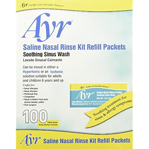 Ayr Saline Nasal Rinse Kit Refill Packets, 100 Count Cover