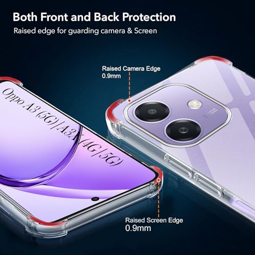 Image of Jkobi Shockproof Crystal-Clear Back Cover for Oppo A3X (4G /5G) | Oppo A3 5G (Anti Yellow Case | Drop & Camera Protection | Hard Polycarbonate)