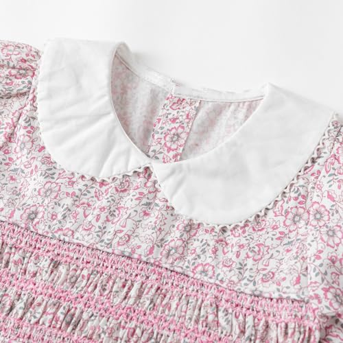 Curipeer Little Girls Summer Dress Floral Short Sleeve Cotton Casual Outfit Dress 12M-8Y3