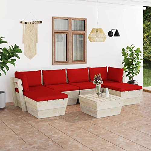 Chusui 7-TLG. Garten-Sofagarnitur aus Paletten mit Kissen, Gartenmöbel Set, Balkonmöbel Set, Gartenlounge Set, Möbelsets…