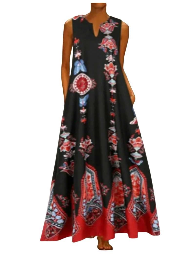 Sukienka boho damska letnia kwiatowa sukienka bez rękawów 3D z nadrukiem elegancka impreza na co dzień sukienka plażowa damska
