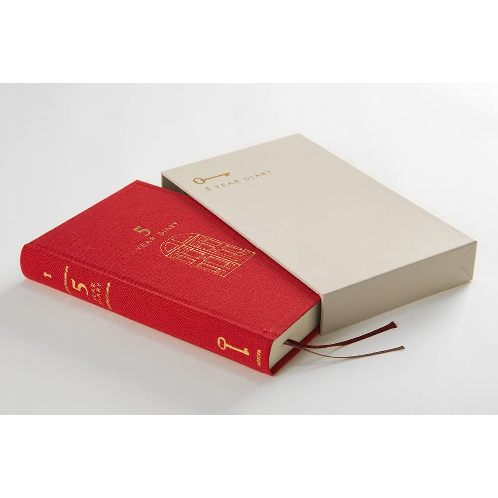 Midori 12851006 Diary for 5 Year Consecutive Use, Door, Red - Image 2