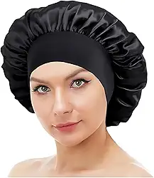 Touca de Cetim 30 Centímetros, Touca com Faixa Larga e Confortável, Cacheados, Lisos, Cabelos Sem Frizz