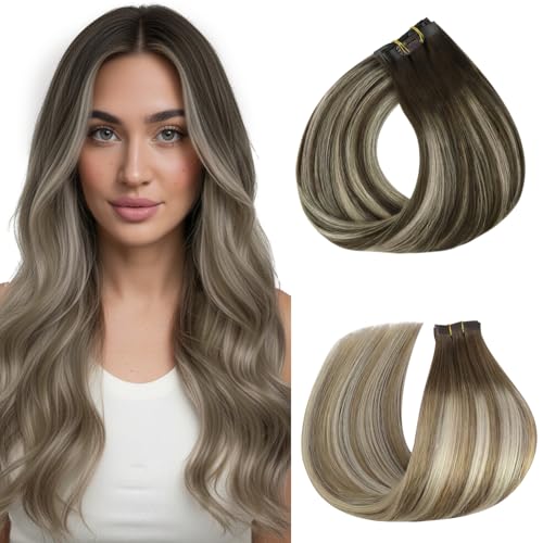 Full Shine Seamless Clip in Hair Extensions Real Human Hair,