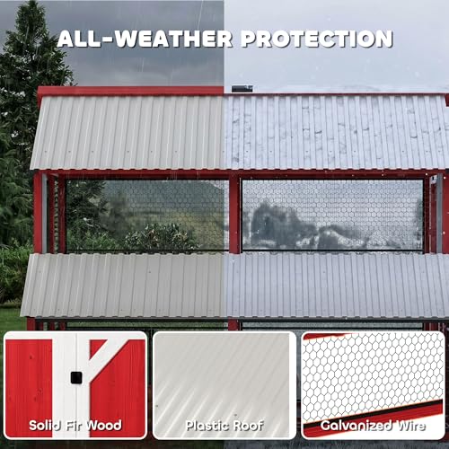 Image of PawHut 187.3 inch Large Chicken Coop, Walk-in Wooden Hen House, Outdoor Poultry Cage w /Shovel, Run, Waterproof Roof, Nesting Box, Perches, Chicken House for 10-15 Hens, Rabbits, Ducks, for Farm Backyard