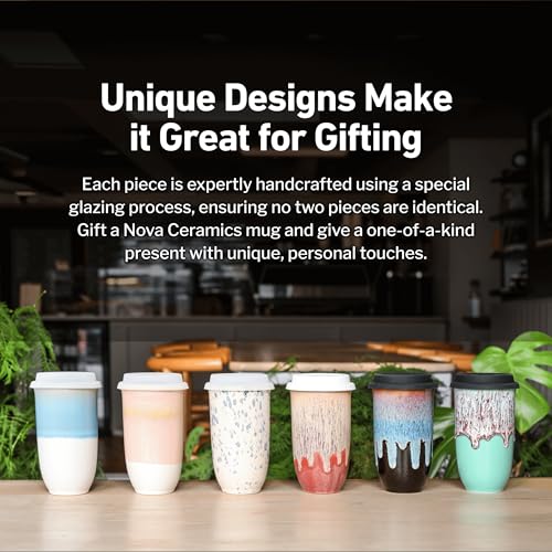 Image of NOVA CERAMICS Travel Coffee Cup- Travel Coffee Tumbler - On the Go Coffee Mug - Microwave & Dishwasher Safe Green CoffeeTumbler - Gifts For Women Men Him Her - 16oz - Jupiter
