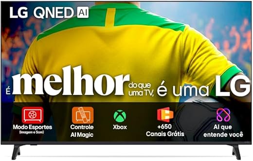 Smart TV 4K 50" LG QNED73 com Processador AI e Google Cast