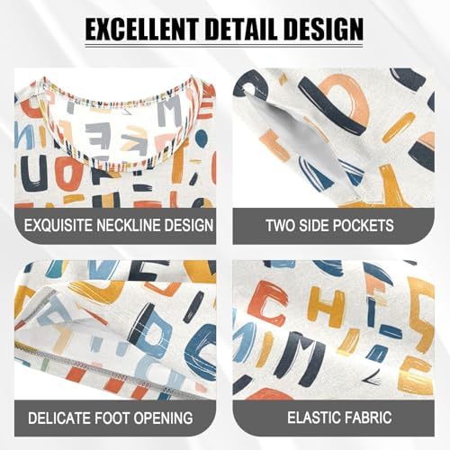 ALAZA Color Alphabet Pajamas Set Short Sleeve Cotton Sleepwear Summer Pjs 2 Piece 5-14Y4