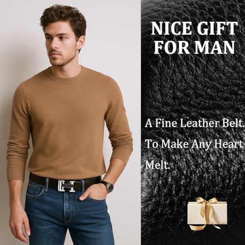Image of GUSTAVE 130cm PU Leather Belt for Men, Large Size Auto Lock Zinc Alloy Buckle, Business & Casual Fashion, Adjustable, No Holes, Father's Day & Birthday Gift, Black, 3.5cm Wide, Durable for Office