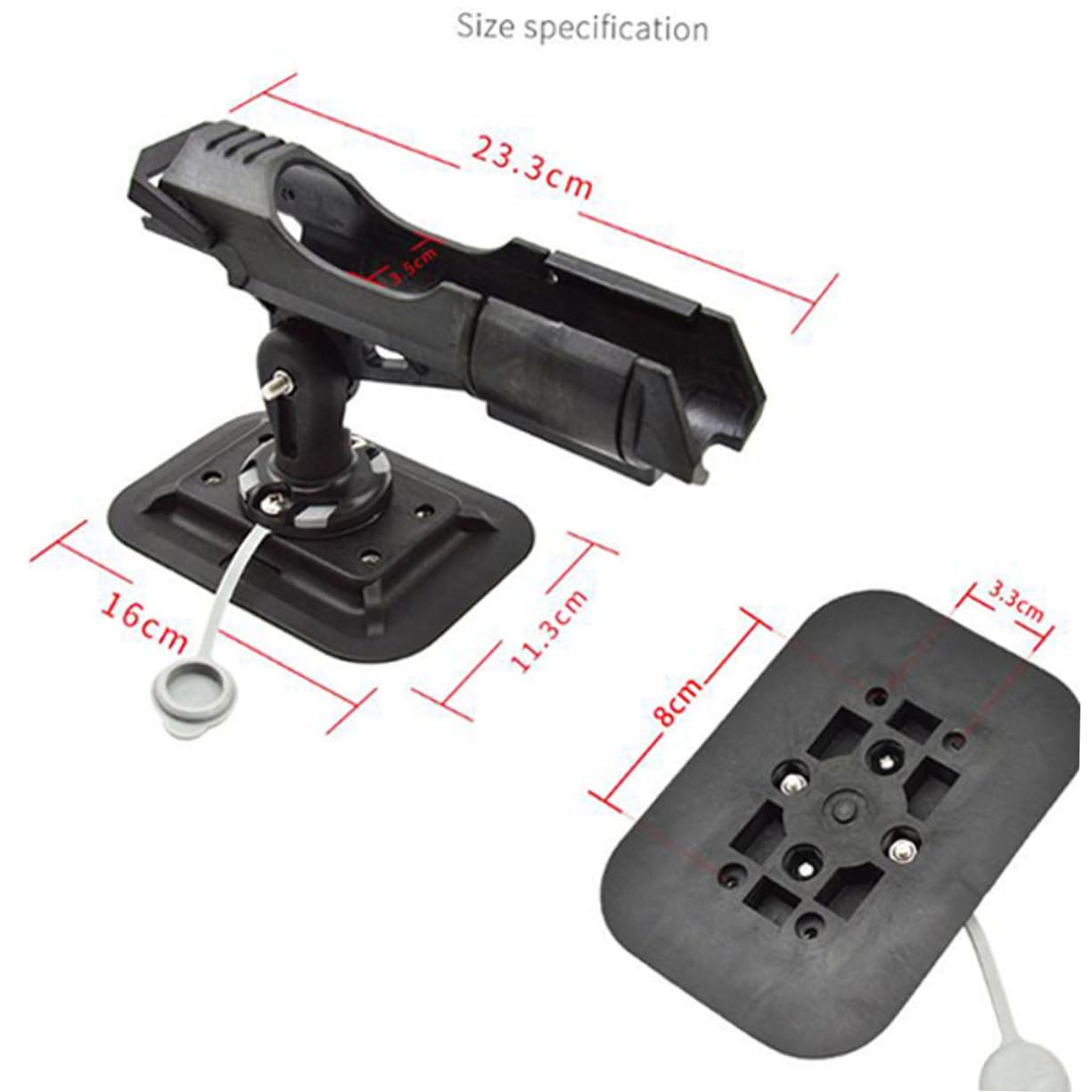 KOMBIUDA Supporto Accessorio a Gradi e Pesca in Canna per 360 Rotante da Nylon Leggero Portatile Essenziale per Kayak e Barche