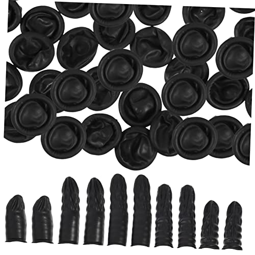 FOMIYES 200pcs Rubber Dust- Finger Stall Reusable Finger Protectors Large Finger Cots Electronic Accessories Small Finger Cover Finger Accessory Finger Covers Work Glove Gloves Black