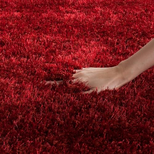 Image of Shaggy Carpet for Living Room 12X15 FEET Fluffy Plush Area Rug, Thick Fur Floor Carpet Modern Cozy Rug for Home Decor, Kids Room Bedside Hall, Durable Comfortable Shaggy Rug (RED,)