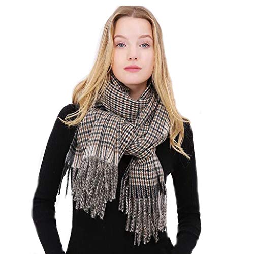 Z-YQL Winter Lange weiche warme Schottenkaro-Schals für Frauen Wolle Spinnende Quaste Schal lange Stola, khaki, 38 Cover