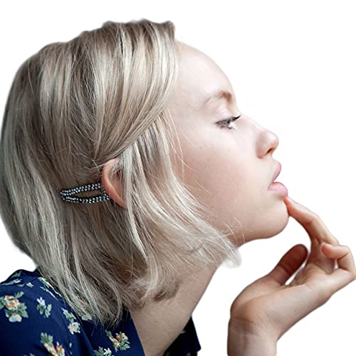 Kitsch Clip Snap Rhinestone | Holiday Gift snap clips for hair | hair snap clips | metal snap hair clips | for women | snap hair clip | barrette | 2 Count | Hematite - Thumbnail 4