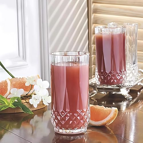 Image of Water Glass, Juice Glasses Set of 6, 300ML, Drinking Glasses Set for Juice, Water, Cocktail, Soda, Mojito, Beer, Wine, Ideal for Home, Hotel, bar, Restaurant, Cafe (Crystal RAJWADI)