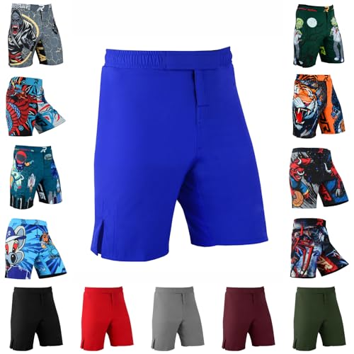 Roar Kids Mixed Martial Arts MMA Shorts BJJ Cross Training Gym Boxing Grappling Kickboxing Muay Thai Workout Shorts (US, Alpha, Large, Regular, Blue)