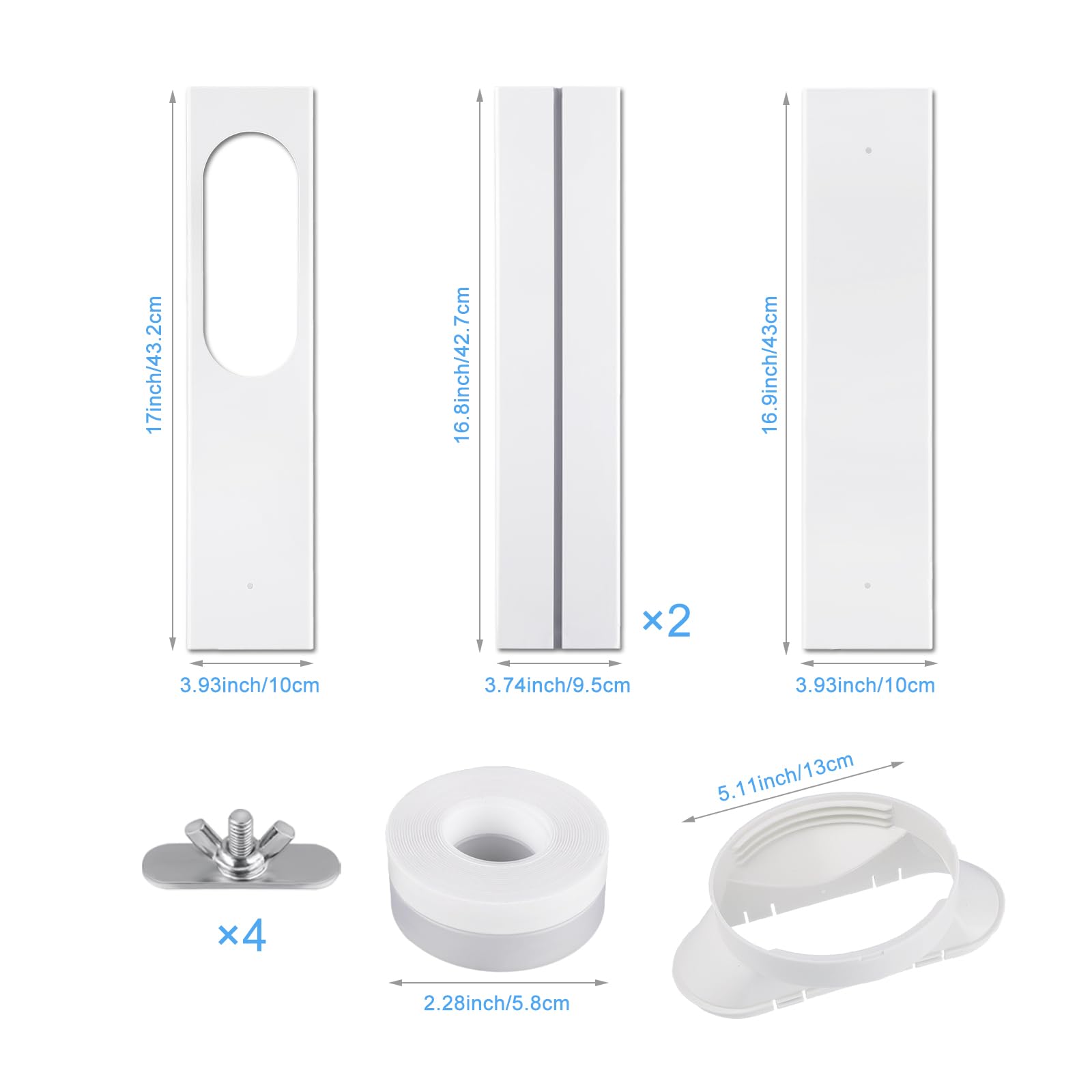 XIHIRCD Kit de Ventana de Aire Acondicionado Portátil, con Acoplador Universal Sello de Ventana Ventilación de Ventana de CA para Ventana Corrediza Vertical/Horizontal para Manguera de Escape de 13cm