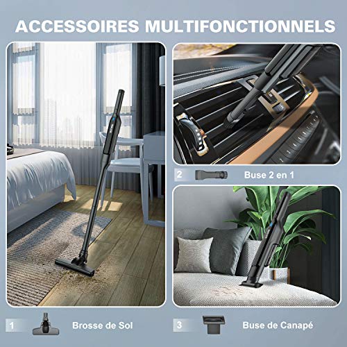 Aspirateur à Main Sans Fil,BuTure 17000Pa Aspirateur Sans Fil avec USB Rechargeable et LED,2 Vitesses,Aspirateur Voiture pour Voiture/Maison/Poils d'animaux - Image 7