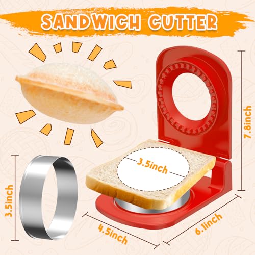 Metal Sandwich Cutter and Sealer - Round Crustless Sandwich Cutter for Peanut Butter and Jelly Sandwich Maker, PB&J Snacks Party Food Prep