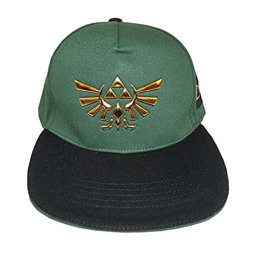 Fashion UK Legend of Zelda-Snapback Cap-Symbol Gorro, Verde y Negro, Talla única Unisex Adulto