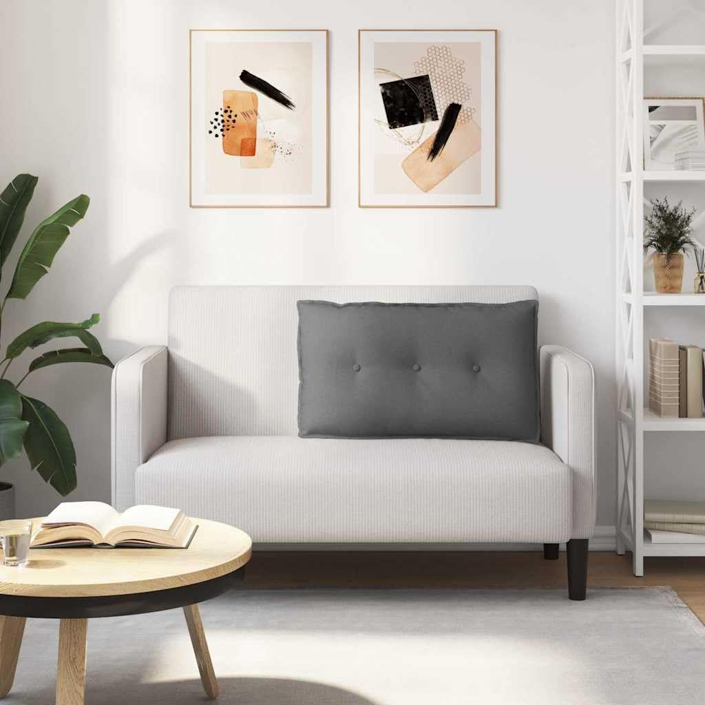 Cuscino per la schiena in tessuto grigio scuro, 80 x 19 x 50 cm, con imbottitura in poliestere, cuscino lombare ergonomico per ufficio, divano e soggiorno, supporto per la colonna vertebrale