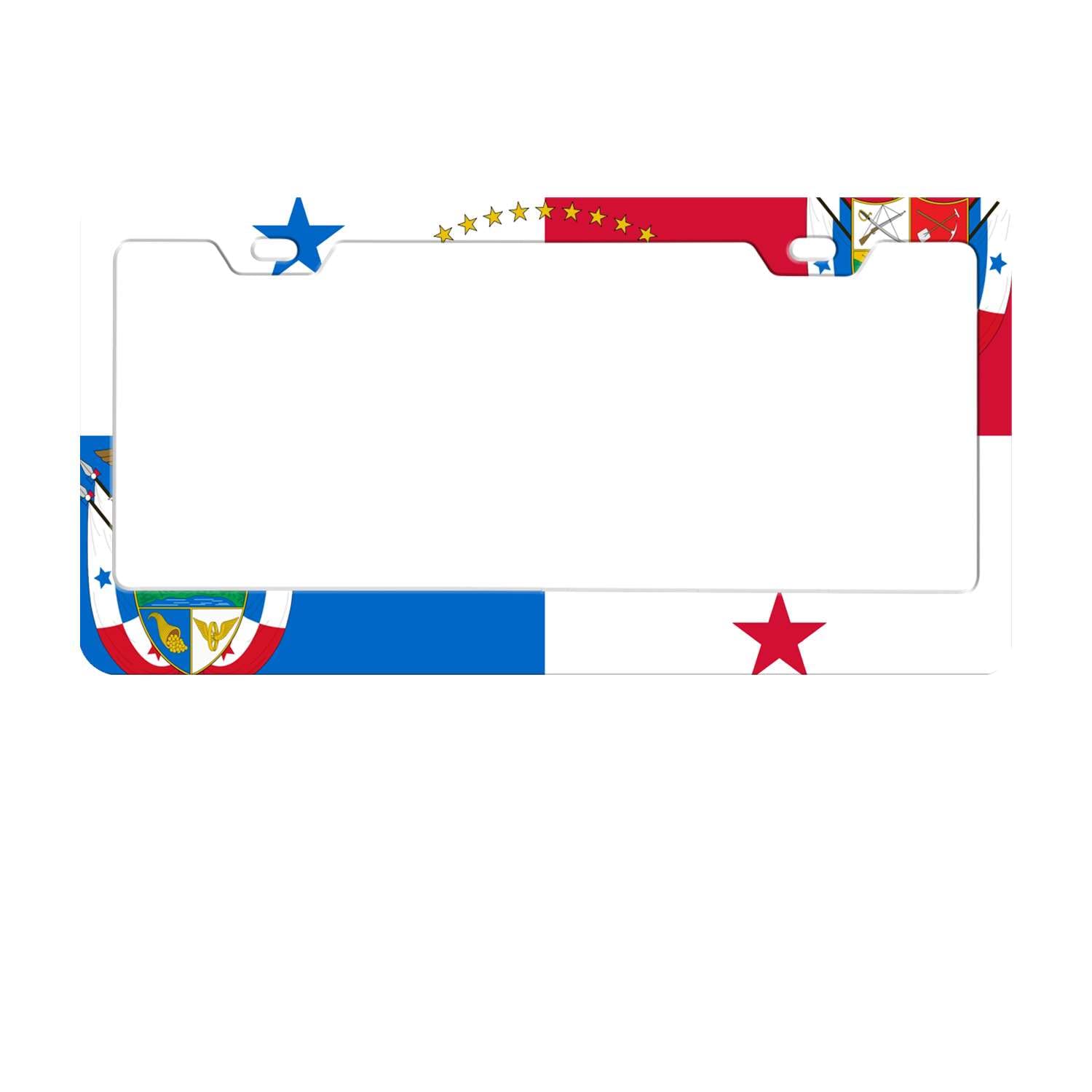 Panama Flag License Plate Frame White Blue and Red Two National Emblem License Plate Shield Frame