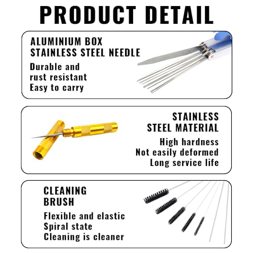 Image of Carburetor Cleaning Kit, Carburetor Tool, Stainless Steel 13 Cleaning Wires Set + 5 Nylon Brushes + 10 Cleaning Needles +1 Throttle Wrench + 1 Sharp Pick, Torch Tip Cleaner for ATV Welder Carb