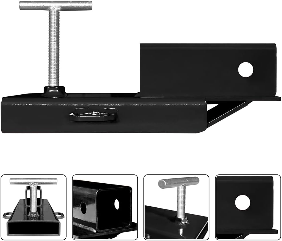 Vijay Forklift Trailer Hitch Attachment Competible with 2 Inch Receiver Clamp on Pallet Fork Trailer Towing Adapter with Safety Chain (Black)