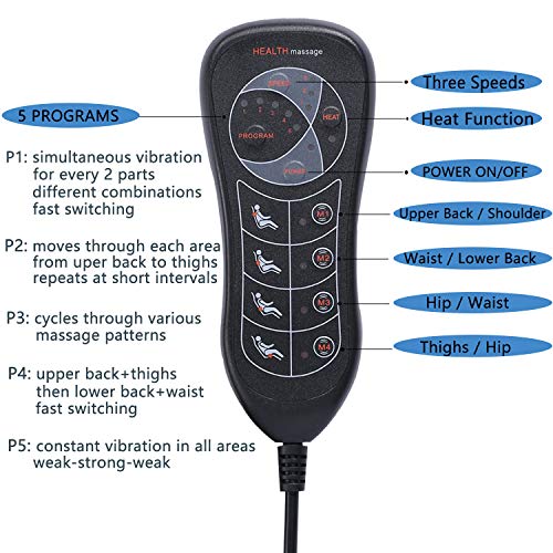 Vibrating-Back-Massager with Heat, Massage-Chair-Pad, Seat Massager Cushion with 10 Vibration Nodes to Release Stress and Fatigue for Home Office Use