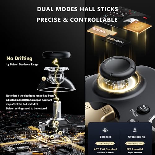 BEITONG Asura 2 Pro+ PC Gaming Controller - Hall Effect Joystick & Trigger, Mechanical Buttons for PC/NS/Mobile/Steam with Back paddle/Turbo/6-Axis Motion Control (Macro-Black) - Image 6