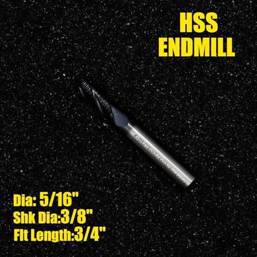 Image of Roughing End Mill JESTUOUS HSS Square Nose 4 Flute Fine Tooth Bit 3 /8 inch Shank Dia. 3 /4 inch Flute Length for Milling Metal Steels,1 Piece