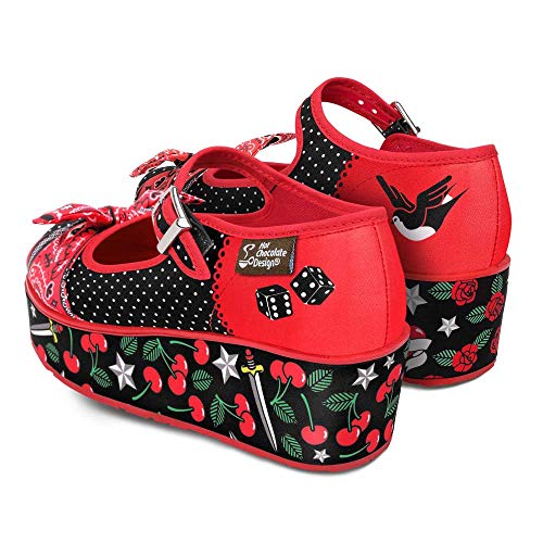 Image of Hot Chocolate Design Chocolaticas Funky Canvas Women's Mary Jane Flat Shoes, Rockabilly, 9 UK
