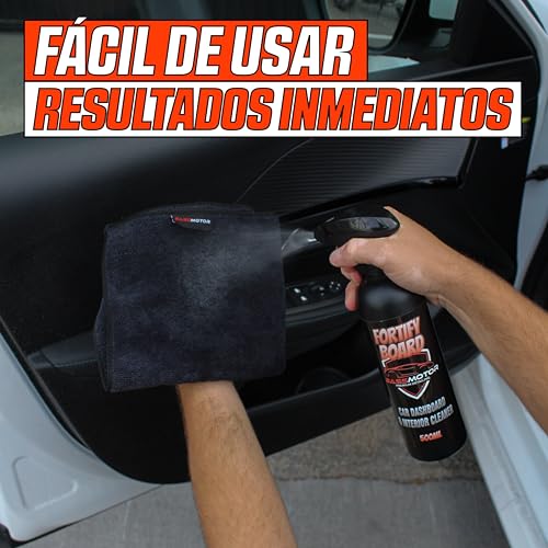 BassMotor Limpiador Salpicaderos y Plásticos Interiores de Coche Especial Anti Polvo Efecto Natural Limpieza Aroma Fresco para el Interior - Fortify Board 500ml + Bayeta Premium - imagen 3